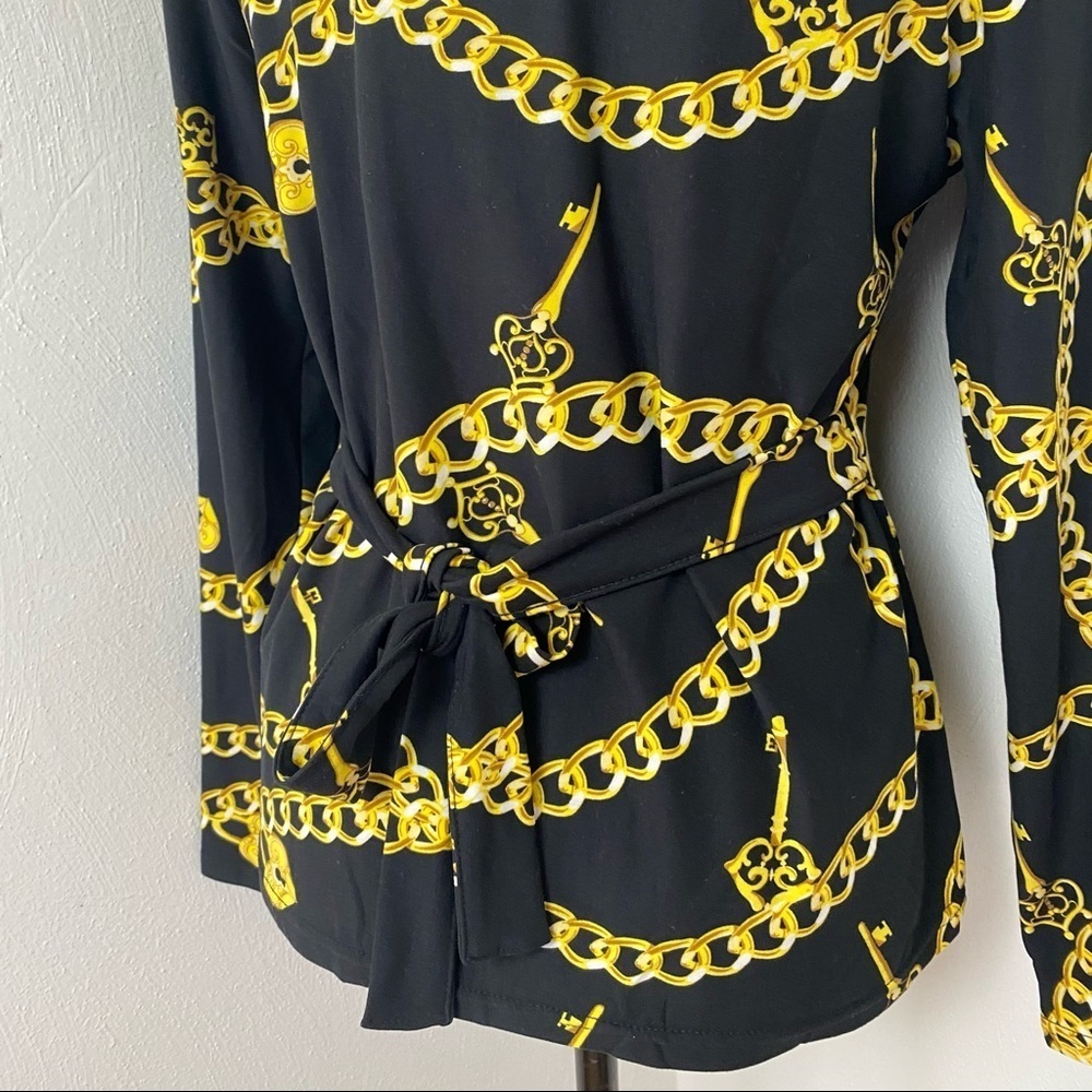 Bae City Chain Print Black and Gold Women Top/Blouse. - Picture 5 of 12